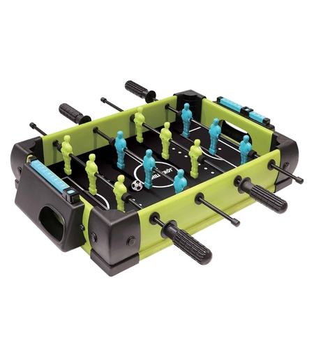 Masa de fotbal cu teren si 12 jucatori Flippy, 4 manere, cu Tablou Scor, din Metal si ABS, 36.5 x 35.5 x 8 cm, Design Multicolor, pentru copii/adulti, verde