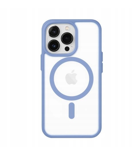 Husa MagSafe pentru Apple iPhone 11, Full Cover, Frosted Acrylic Color Big Hole, Magnetica, Incarcare Wireless, Vafy, Albastru Deschis