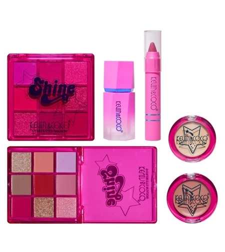Set 5 Produse de Machiaj, KEVIN & COCO, Shine Girl, 18 x 15.8 x 3.5 cm