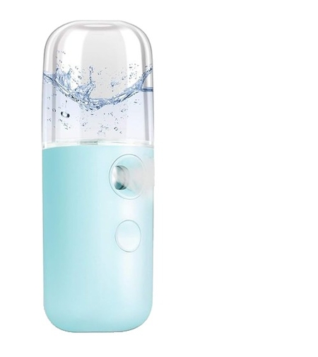 Spray de Hidratare Facială cu Tehnologie Nano, Flippy, Hidratare, Igienizare, Abur Rece, Încărcare USB, Capacitate 30 mL, 10cm, Albastru