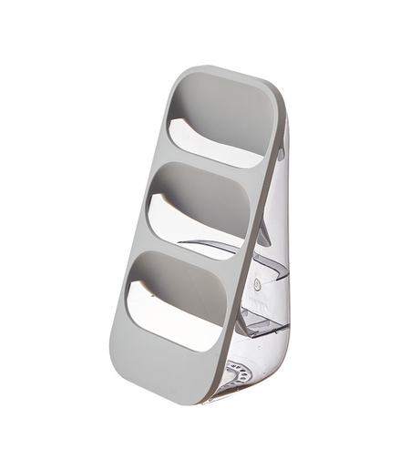 Suport - Organizator pentru Tacamuri, Flippy, 3 Compartimente, Suport pentru Cosmetica, Ustensile, Material PP Durabil, 33 x 16 x 15 cm Gri
