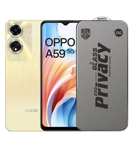 Folie de Protectie pentru Oppo A59, Vafy, Sticla Securizata ESD Antistatica, Super-X Privacy OG, Margini Negre, 0.30 mm, Transparent Inchis
