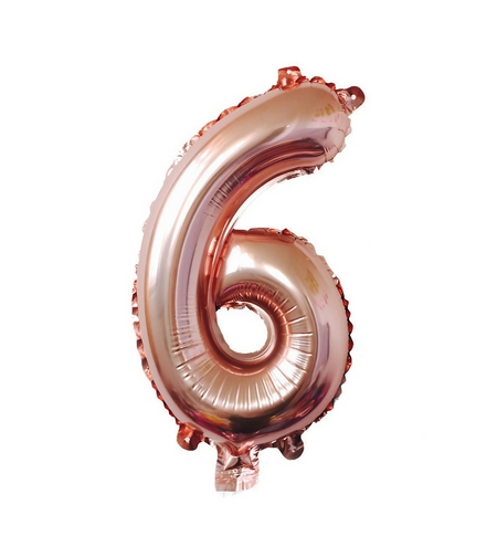 Balon din Folie Flippy, Cifra 6, 81 cm, Pentru Aer sau Heliu, Bulk, Roz Auriu