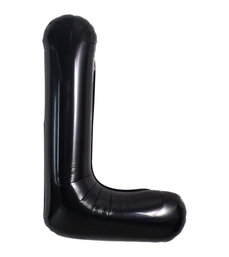Balon Folie Metalizata Litera L, Flippy, 40 cm, Umflati cu Heliu sau Aer, Ambalaj Individual, Pai inclus, Negru