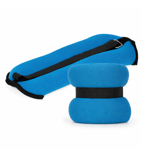 Greutati pentru incheietura mainii si glezna 2x2 kg, neopren si nisip fier, 34x14 cm, albastru