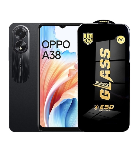 Folie de Protectie pentru Oppo A38, Vafy, Sticla Securizata ESD, Margini Negre, Rezistenta la Zgirieturi, Antistatica, 0.35 mm, Transparenta