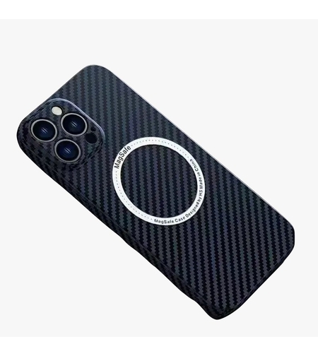 Husa de protectie pentru iPhone 14, Vafy, Magnetica, MagSafe, Carbon Fiber Protectie Antisoc, Albastru