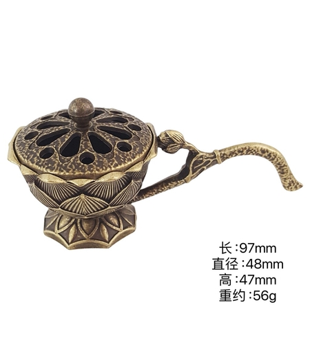 Suport de Tamaiat, Flippy, din Aliaj de Zinc, Model Lotus, Ignifug, 9.7 x 4.8 x 4.7 cm, Bronz