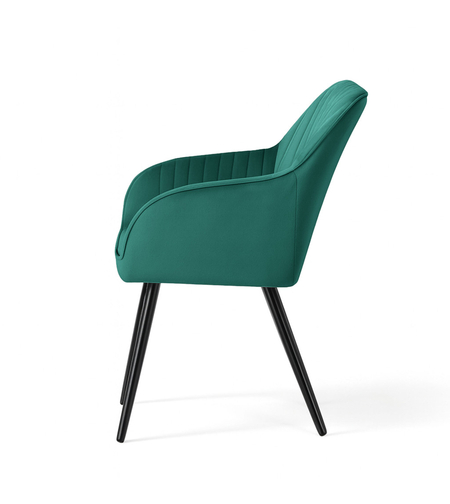 Set 6 scaune tapitate, Florence, velur matlasat, 55x58x82 cm, verde smarald