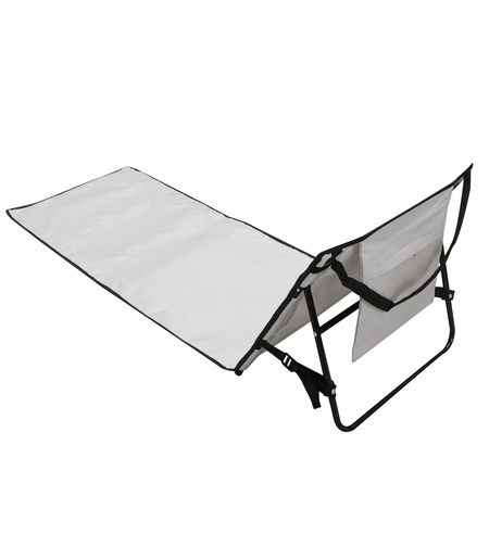 Sezlong de plaja pliabil, spatar cu cadru metalic, reglabil, 150x47 cm, gri
