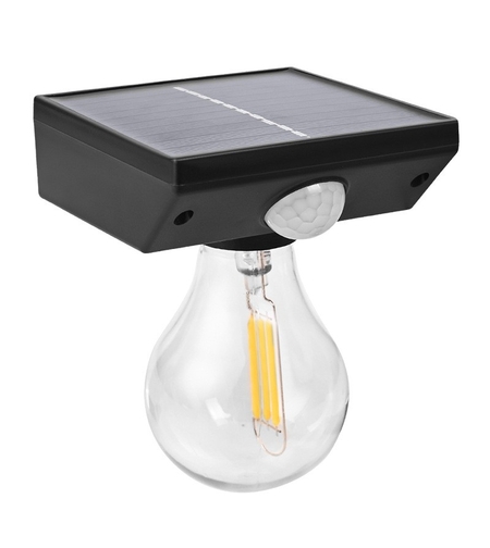 Lampa solara Flippy, pentru exterior, tip bec, rezistenta la apa IP65, material ABS, baterie 3.7V, 1200 mah, 9.5 x 11 cm, autonomie 8 ore, senzor de miscare, alb cald