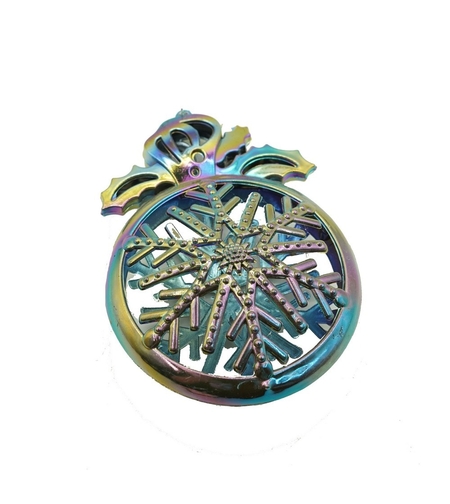 Ornament brad de Craciun, Iridescent, Rotund, 8 cm x 11 cm, Plastic, Flippy
