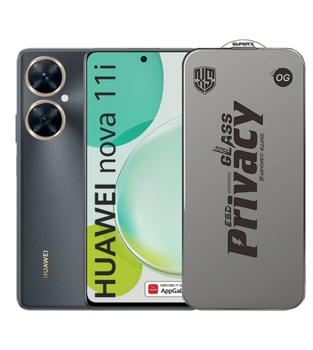 Folie de Protectie pentru Huawei Nova 11i, Vafy, Sticla Securizata ESD Antistatica, Super-X Privacy OG, Margini Negre, 0.30 mm, Transparent Inchis