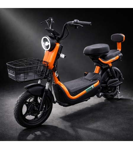 Scuter Electric KG, Saige, Fara Permis, Motor 500W, Baterie 48V20Ah, Autonomie 60km, 153x40x85 cm, Viteza Maxima 25km/h, Portocaliu