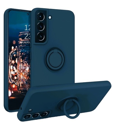 Husa de Protectie, Vafy, pentru Samsung Galaxy A52, Liquid Silicone Ring cu Suport Rotativ, Albastru