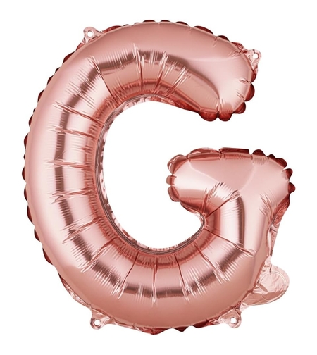 Balon Folie Metalizata Litera G, Flippy, 40 cm, Umflati cu Heliu sau Aer, Ambalaj Individual, Pai inclus, Rose Gold