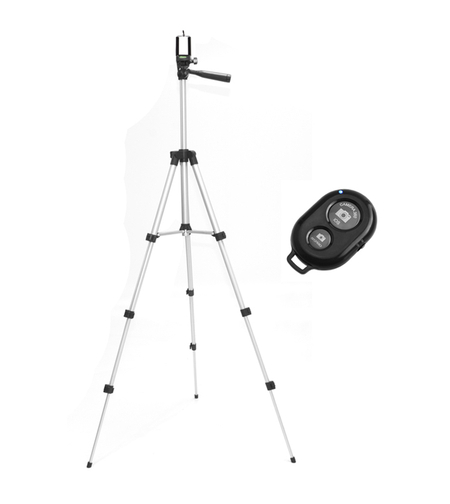 Set stativ foto trepied universal din aluminiu cu telecomanda bluetooth, 34–103 cm