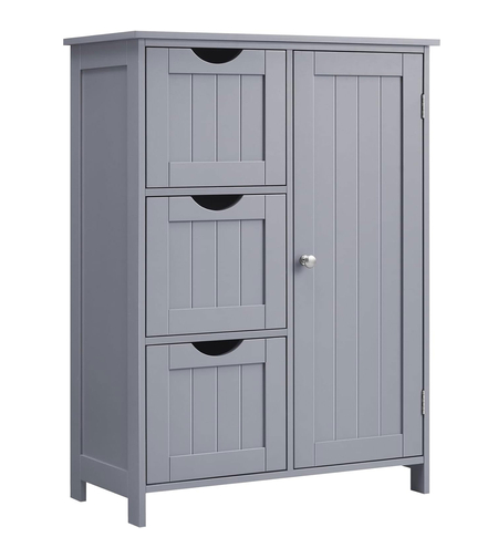 VASAGLE Dulap de baie, din MDF, cu 3 sertare, raft reglabil, 30x60x81cm, gri
