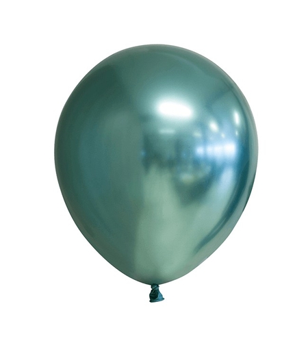 Set 12 Baloane, Flippy, din Latex Chrome, 30 cm, Turcoaz