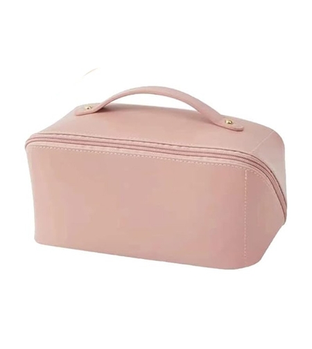 Geanta de Calatorie Flippy, Pentru Cosmetice, Portabila, Impermeabila, din Piele Ecologica, Compartimente Multiple, cu Fermoar, 23 x 11.5 x 10.5 cm, Roz