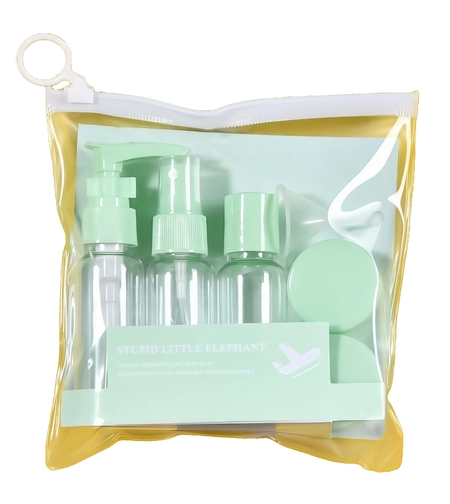 Set Recipiente pentru Cosmetice, Flippy, 5 Piese, cu Gentuta, pentru Calatorii, Reutilizabile, Verde, Material Plastic, 40 ml, 10g