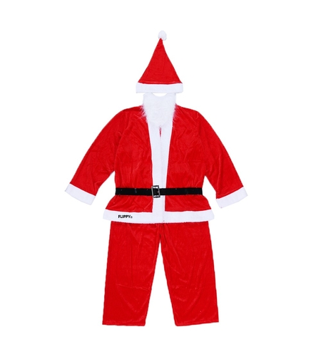 Costum Mos Craciun Flippy® Baiat, 10-12 ani, 5 piese, Catifea