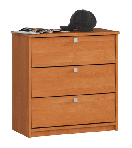 Dulap pantofi MINI cu 3 usi rabatabile, PAL laminat 16 mm, 60x31x62 cm, maro arin