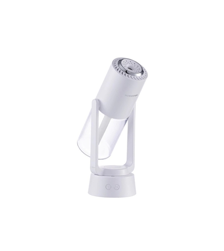 Umidificator si Purificator aer ultrasonic portabil, rezervor 200ml, cu ioni negativi, LED 7 culori, rotatie 360 grade, Alb
