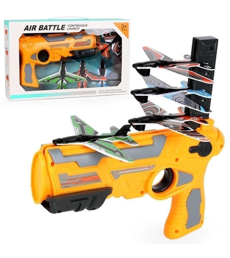 Set Arma de jucarie tip lansator de avioane, Air Battle, Portocaliu