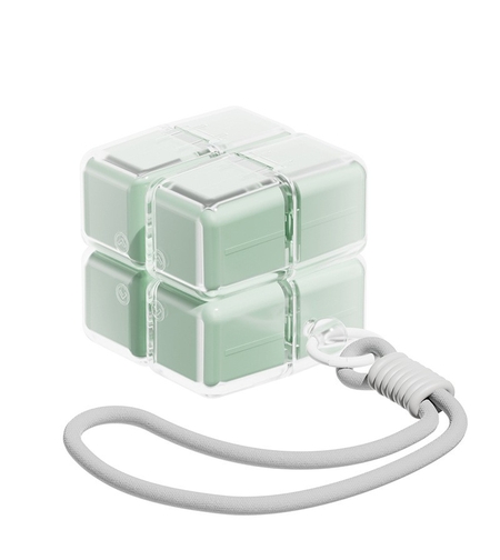 Cutie pentru Medicamente, Vafy, Model Rubik' Cube, cu Curea de Agatare, Dozator Portabil de Medicamente, Dispenser Pastile, estimat pentru 7 zile, 7.3 x 6 x 6 cm, Verde deschis