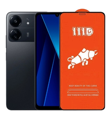 Folie Sticla Securizata pentru Xiaomi Mi Poco C65, Vafy, Sticla de Protectie Compatibila cu Xiaomi Mi Poco C65, Full Cover 111D, HD, Margini Negre, Transparenta
