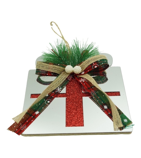 Ornament brad, Flippy, Cadou, Argintiu, Lucios, 14*15CM, Acril, Interior/ Exterior