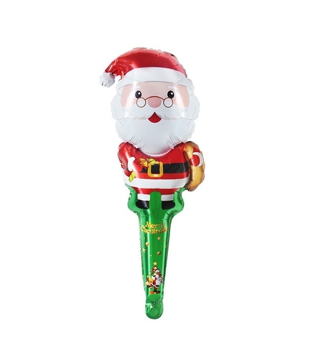 Balon Mos Craciun, Vafy, din Folie de Aluminiu, de Mana, Tema Craciun, 27 x 80 cm, Multicolor