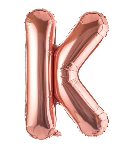 Balon Folie Metalizata Litera K, Flippy, 100 cm, Umflati cu Heliu sau Aer, Ambalaj Individual, Pai inclus, Rose Gold