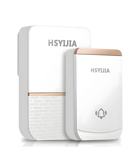 Sonerie Wireless, Vafy, Rezistenta la Stropi, Kit cu 2 Receptoare, 38 Melodii, 4 Niveluri Volum, 85 dB, raza 260 m, 9 x 5,6 x 18,5 cm, Alb/Auriu