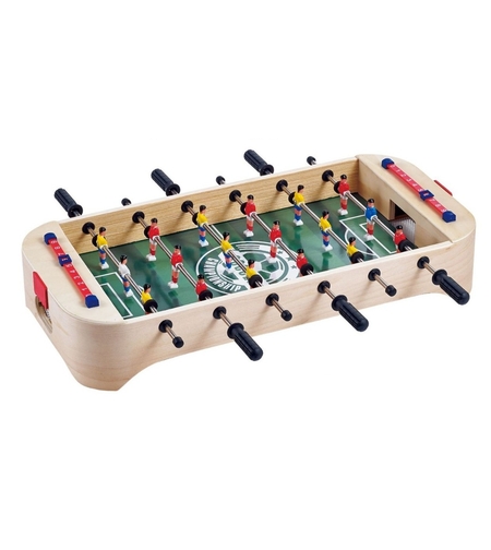 Masa de Fotbal cu Teren, Flippy, fara Picioare, 6 Manere, Tablou de Scor, 51.5 x 10 x 25.5 cm, din Lemn/Otel, Crem/Verde