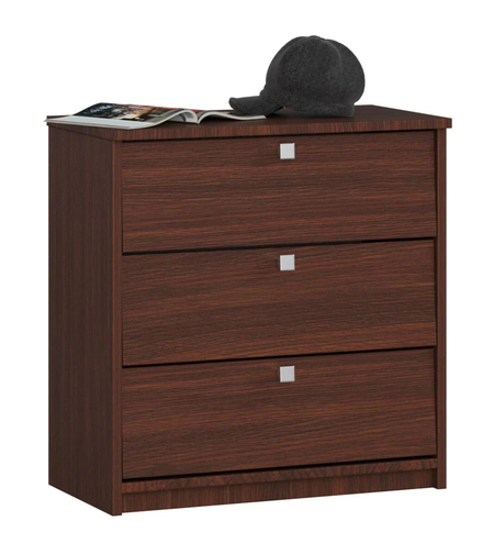 Dulap pantofi MINI cu 3 usi rabatabile, PAL laminat 16 mm, 60x31x62 cm, maro wenge