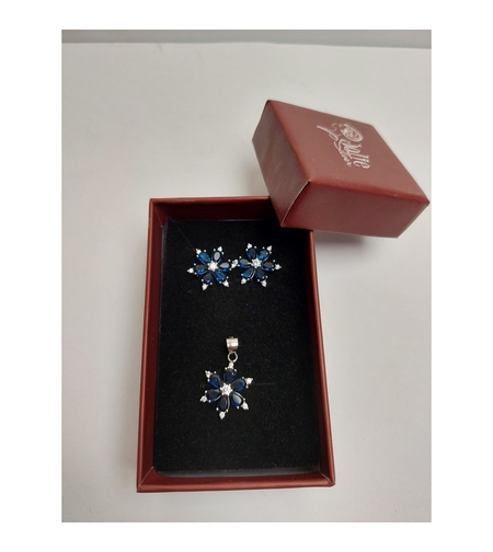 Set Argint 925, Floare Colorata cu Tortita, Jolie Silver, 4.5g, 2 cm x 1.5 cm
