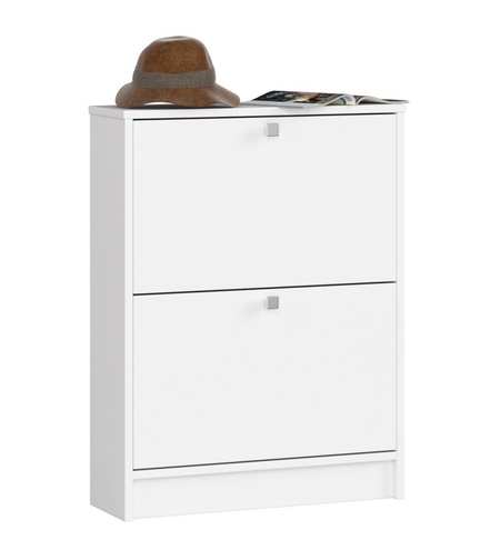 Dulap pantofi cu 2 usi rabatabile, PAL laminat 16 mm, 60x20x80 cm, alb