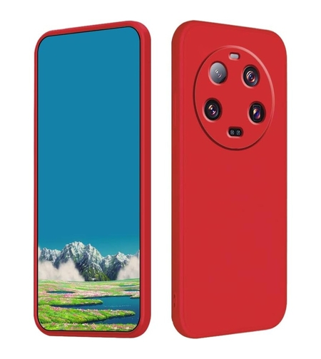 Husa de Protectie, Vafy, pentru Xiaomi 14 Ultra, Liquid Silicone, cu Microfibra pe Interior, Protectie Antisoc, Compatibil Incarcare Wireless, Rosu