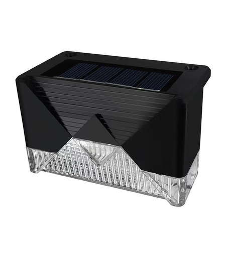 Set 4 Aplice Solare, Flippy, Lumina LED-uri, IP65, din ABS+PC, 8-10 h Iluminare, Baterie 1.2 V 600 mAh, Montare pe Trepte/Borduri, Lumina Alb Cald, 7.9 x 5 cm, Negru