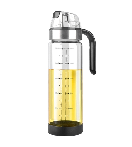 Sticla de ulei etansa cu deschidere inchidere, Vafy, Dispenser de ulei de bucatarie, Sos de soia, Otet, 500 ml, Transparent