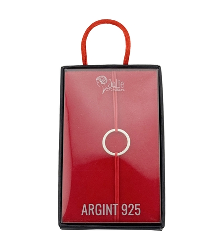 Bratara Dama Argint 925, Jolie, Model Cerc cu Snur Rosu, Pandativ Silver 0.38 gr, Argintiu