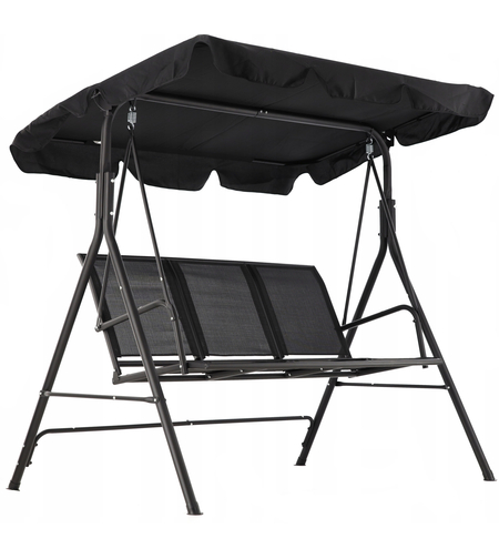 Leagan balansoar gradina Sersimo Textilene, 3 locuri, 260kg, negru