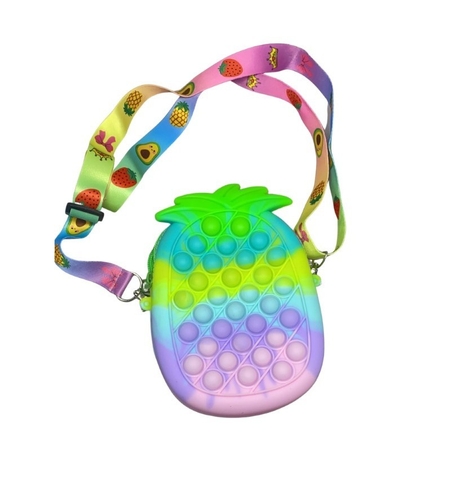Jucarie antistres din silicon, Flippy, Pop It Now and Flip It, Geanta mica, Ananas, Multicolor, Model 3