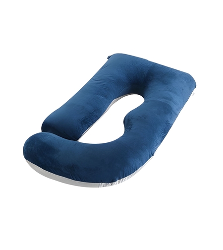 Perna pentru Gravide, Flippy, Perna de Sarcina, Detasabila si Lavabila, Ergonomica Tip J, Captuseala din Poliester, 155 x 75 x 60 cm, Bleumarin/Gri deschis