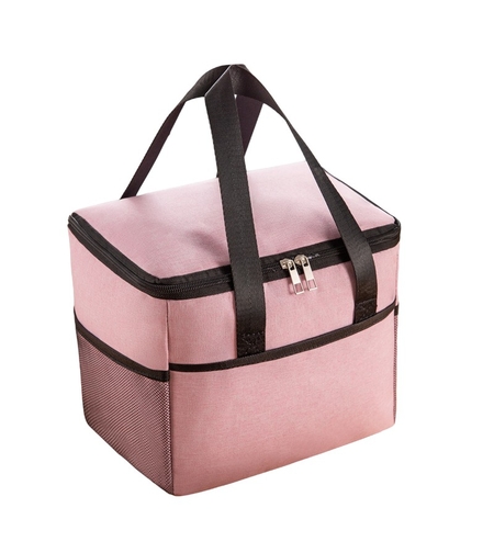 Geanta Termica Flippy pentru Pranz, Compartimente Telefon si Tacamuri, Multifunctionala, Impermeabila, 24x18x21 cm, Roz