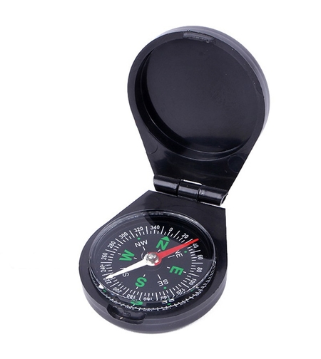 Busola de Buzunar cu Capac de Plastic, Flippy, Busola pentru Drumetii, Calatorie, Compacta, Usor de Transportat, 6 x 4.8 x 1.5 cm Negru