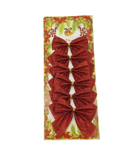 Set 6 fundite pentru brad, Rosii, clasice, cu sclipici, 8 x 9 cm, din poliester, Flippy