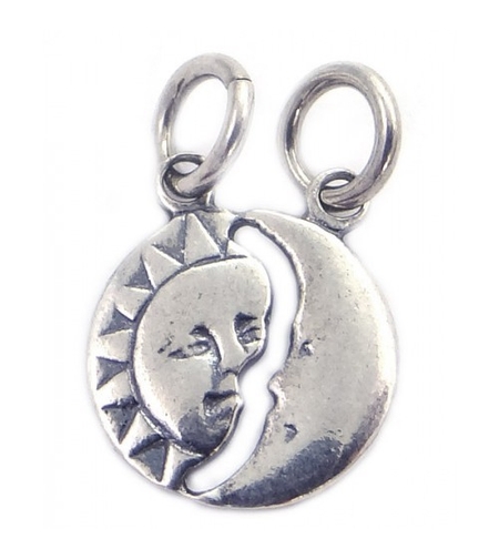 Pandantiv din Argint 925 Jolie Silver, Model Soare si Luna, 18 x 12 mm, 1.2 g